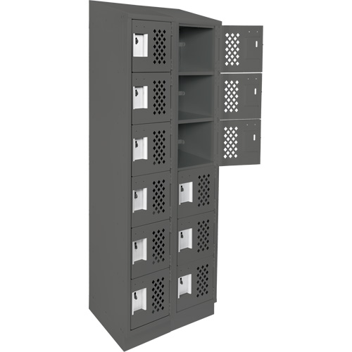 Assembled Lockerettes Clean Line Perforated Economy Lockers, 6 -tier, Bank of 2, 18" x 72" x 12", Steel Seagulf Marine Industries Inc.