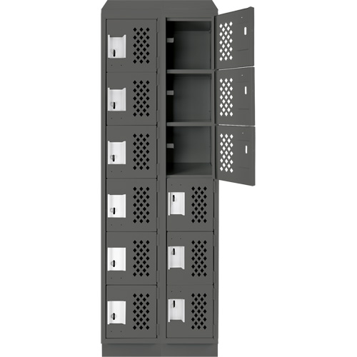 Assembled Lockerettes Clean Line Perforated Economy Lockers, 6 -tier, Bank of 2, 18" x 72" x 12", Steel Seagulf Marine Industries Inc.