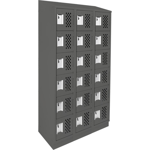 Assembled Lockerettes Clean Line Perforated Economy Lockers, 6 -tier, Bank of 3, 18" x 72" x 12", Steel Seagulf Marine Industries Inc.