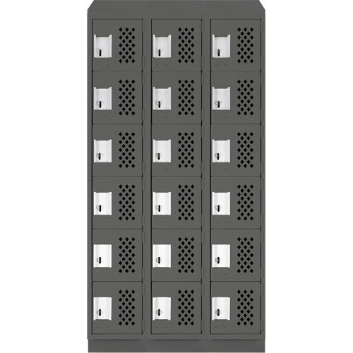Assembled Lockerettes Clean Line Perforated Economy Lockers, 6 -tier, Bank of 3, 18" x 72" x 12", Steel Seagulf Marine Industries Inc.
