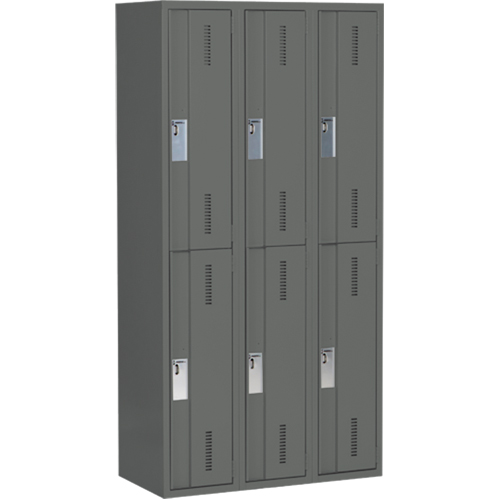 Concorde Heavy-Duty Lockers, 2 -tier, Bank of 3, 36" x 18" x 72", Steel, Charcoal, Welded (Assembled) Seagulf Marine Industries Inc.