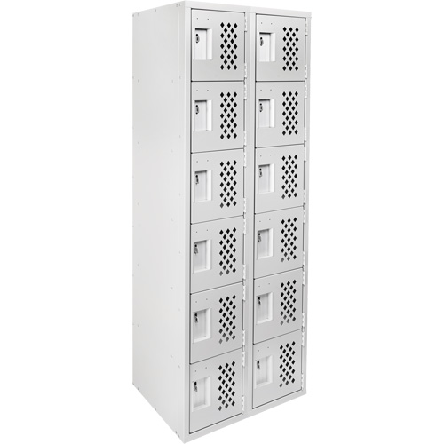 Clean-Line Perforated Lockerette, 6 -tier, Bank of 2, 15" x 72" x 12", Steel Seagulf Marine Industries Inc.