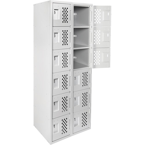 Clean-Line Perforated Lockerette, 6 -tier, Bank of 2, 15" x 72" x 12", Steel Seagulf Marine Industries Inc.