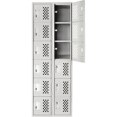 Clean-Line Perforated Lockerette, 6 -tier, Bank of 2, 15" x 72" x 12", Steel Seagulf Marine Industries Inc.