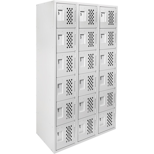 Clean-Line Perforated Lockerette, 6 -tier, Bank of 3, 15" x 72" x 12", Steel Seagulf Marine Industries Inc.