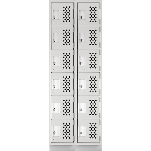 Clean-Line Perforated Lockerette, 6 -tier, Bank of 2, 12" x 72" x 12", Steel Seagulf Marine Industries Inc.