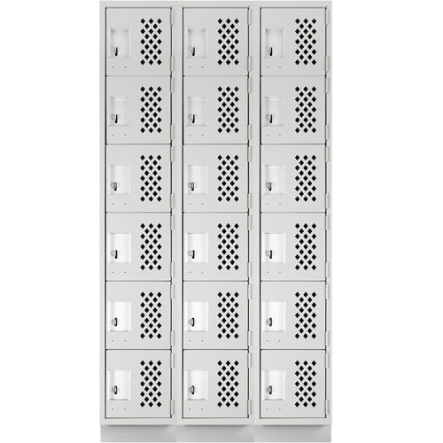 Clean-Line Perforated Lockerette, 6 -tier, Bank of 3, 12" x 72" x 12", Steel Seagulf Marine Industries Inc.