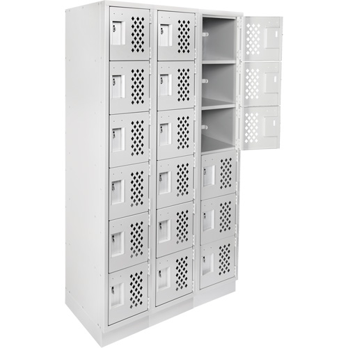 Clean-Line Perforated Lockerette, 6 -tier, Bank of 3, 12" x 72" x 12", Steel Seagulf Marine Industries Inc.