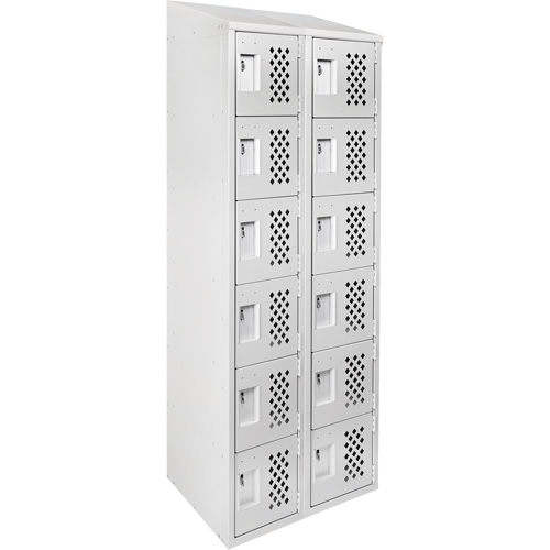 Clean-Line Perforated Lockerette, 6 -tier, Bank of 2, 15" x 72" x 12", Steel Seagulf Marine Industries Inc.