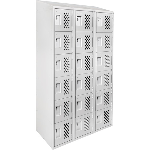 Clean-Line Perforated Lockerette, 6 -tier, Bank of 3, 15" x 72" x 12", Steel Seagulf Marine Industries Inc.