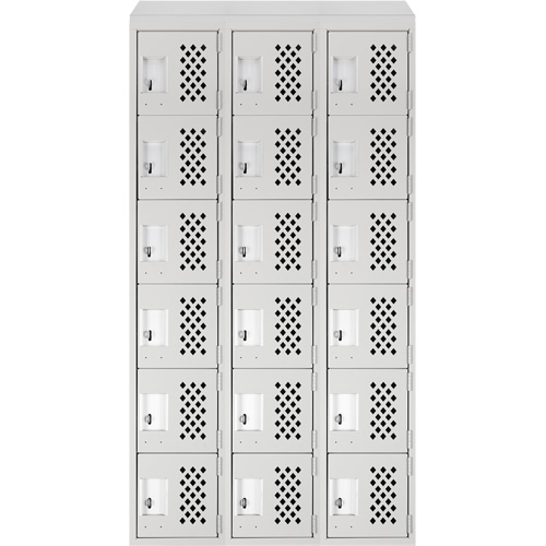 Clean-Line Perforated Lockerette, 6 -tier, Bank of 3, 15" x 72" x 12", Steel Seagulf Marine Industries Inc.