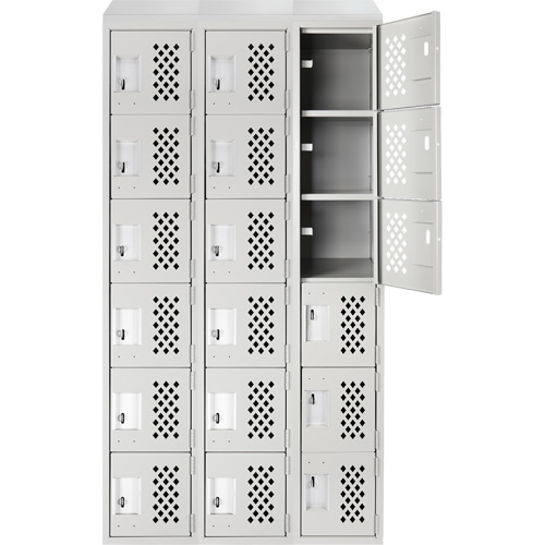 Clean-Line Perforated Lockerette, 6 -tier, Bank of 3, 15" x 72" x 12", Steel Seagulf Marine Industries Inc.