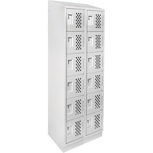 Assembled Lockerettes Clean Line Perforated Economy Lockers, 6 -tier, Bank of 2, 18" x 72" x 12", Steel Seagulf Marine Industries Inc.