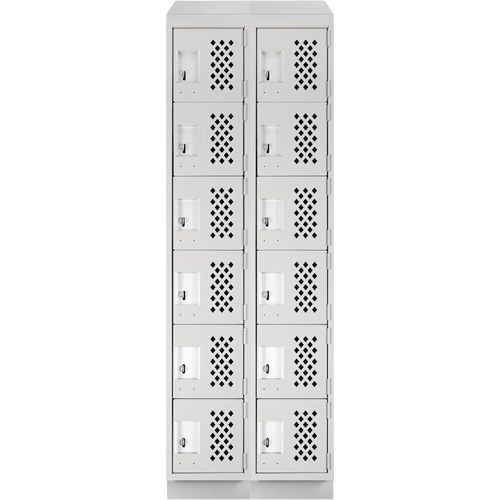 Assembled Lockerettes Clean Line Perforated Economy Lockers, 6 -tier, Bank of 2, 18" x 72" x 12", Steel Seagulf Marine Industries Inc.