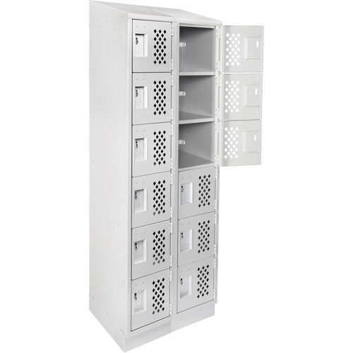 Assembled Lockerettes Clean Line Perforated Economy Lockers, 6 -tier, Bank of 2, 18" x 72" x 12", Steel Seagulf Marine Industries Inc.