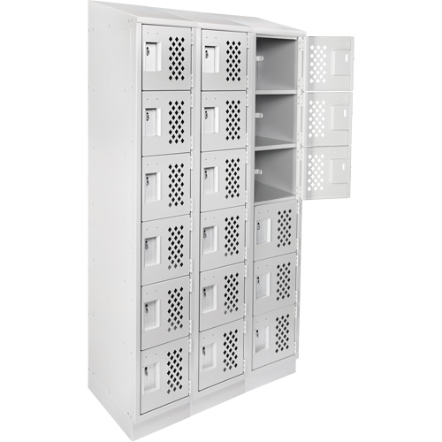 Assembled Lockerettes Clean Line Perforated Economy Lockers, 6 -tier, Bank of 3, 18" x 72" x 12", Steel Seagulf Marine Industries Inc.