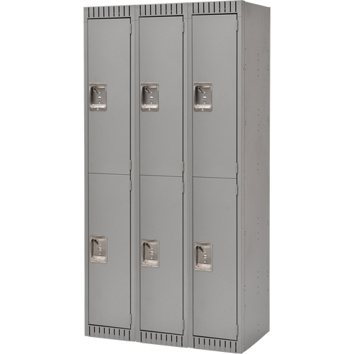 Casiers, 2 niveaux, Bloc de 3, 36" x 18" x 72", Acier, Gris, D&eacute;mont&eacute; Seagulf Marine Industries Inc.