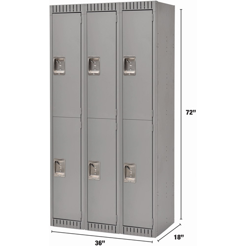 Casiers, 2 niveaux, Bloc de 3, 36" x 18" x 72", Acier, Gris, D&eacute;mont&eacute; Seagulf Marine Industries Inc.