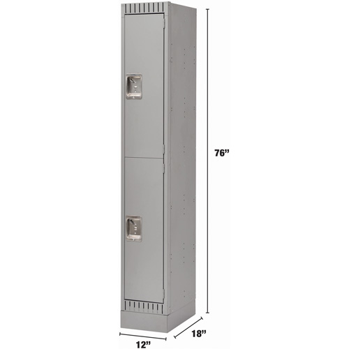 Lockers, 2 -tier, 12" x 18" x 76", Steel, Grey, Knocked Down Seagulf Marine Industries Inc.