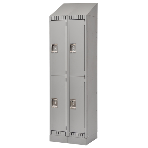 Assembled Lockers, 2 -tier, Bank of 2, 24" x 18" x 72", Steel, Grey, Rivet (Assembled) Seagulf Marine Industries Inc.