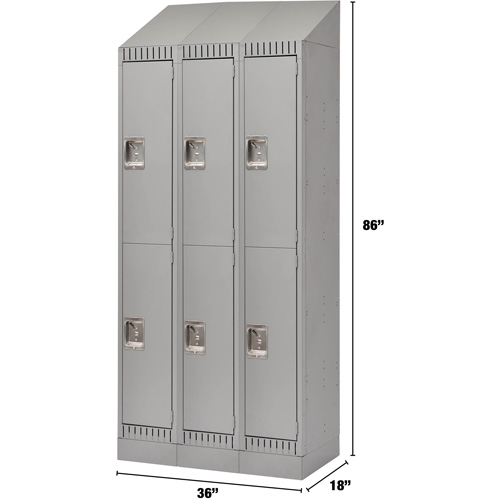 Casiers, 2 niveaux, Bloc de 3, 36" x 18" x 86", Acier, Gris, D&eacute;mont&eacute; Seagulf Marine Industries Inc.