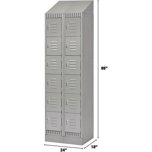 Lockers, 6 -tier, Bank of 2, 24" x 18" x 86", Steel, Grey, Knocked Down Seagulf Marine Industries Inc.
