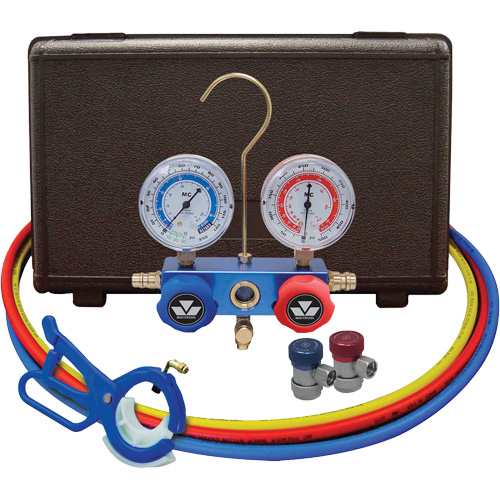 Automotive Manifold Gauge Set with Manual Couplers & 3-in-1 Side Mount Can Tap Valve Seagulf Marine Industries Inc.