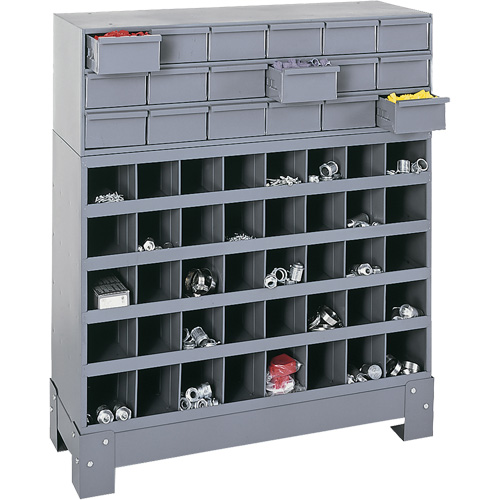 Modular Small Parts Storage Unit, Steel, 18 Drawers, 33-3/4" x 12-1/4" x 40-1/2", Grey Seagulf Marine Industries Inc.