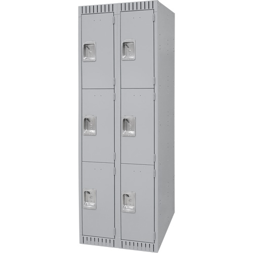 Lockers, 3 -tier, Bank of 2, 24" x 18" x 72", Steel, Grey, Knocked Down Seagulf Marine Industries Inc.