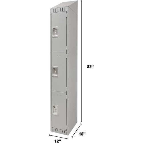 Lockers, 3 -tier, 12" x 18" x 82", Steel, Grey, Knocked Down Seagulf Marine Industries Inc.