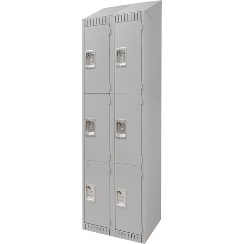 Lockers, 3 -tier, Bank of 2, 24" x 18" x 82", Steel, Grey, Knocked Down Seagulf Marine Industries Inc.