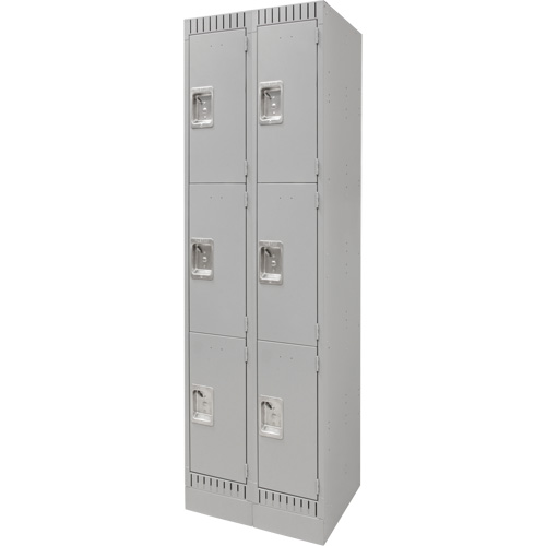 Lockers, 3 -tier, Bank of 2, 24" x 18" x 76", Steel, Grey, Knocked Down Seagulf Marine Industries Inc.