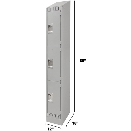 Lockers, 3 -tier, 12" x 18" x 86", Steel, Grey, Knocked Down Seagulf Marine Industries Inc.