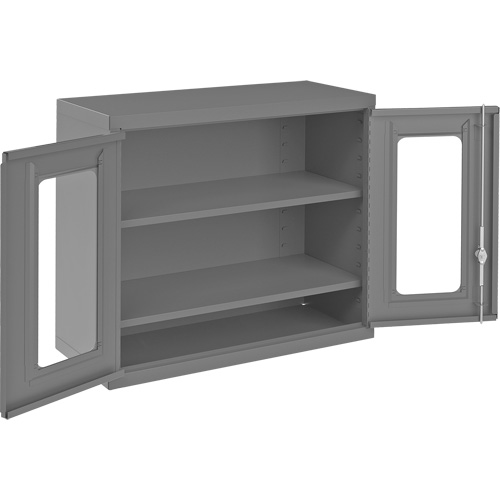 Wall-Mountable Storage Cabinet with Clearview Doors, 26-15/16" H x 29-7/8" W x 13-11/16" D, 2 Shelves, Steel, Grey Seagulf Marine Industries Inc.