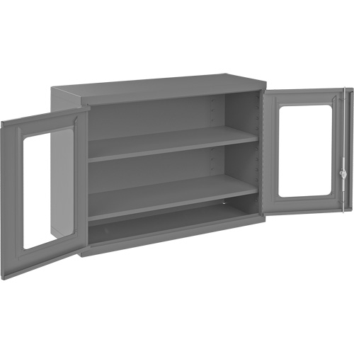 Wall-Mountable Storage Cabinet with Clearview Doors, 26-15/16" H x 35-7/8" W x 13-11/16" D, 2 Shelves, Steel, Grey Seagulf Marine Industries Inc.