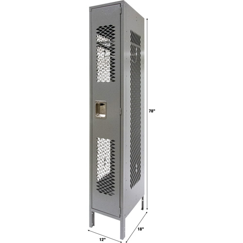 Vented Lockers, 12" x 18" x 78", Steel, Grey, Knocked Down, Perforated Seagulf Marine Industries Inc.