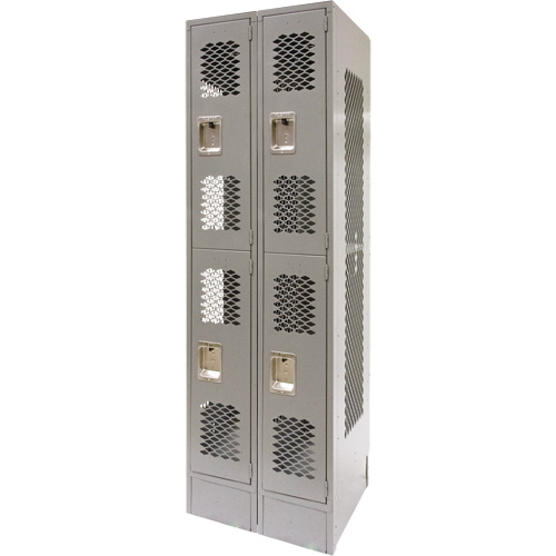 Vented Lockers, 2 -tier, Bank of 2, 24" x 18" x 78", Steel, Grey, Knocked Down, Perforated Seagulf Marine Industries Inc.