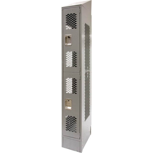 Vented Lockers, 2 -tier, 12" x 18" x 88", Steel, Grey, Knocked Down, Perforated Seagulf Marine Industries Inc.