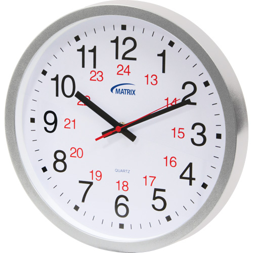 12/24 H Clock, Analog, Battery Operated, 12", Silver Seagulf Marine Industries Inc.