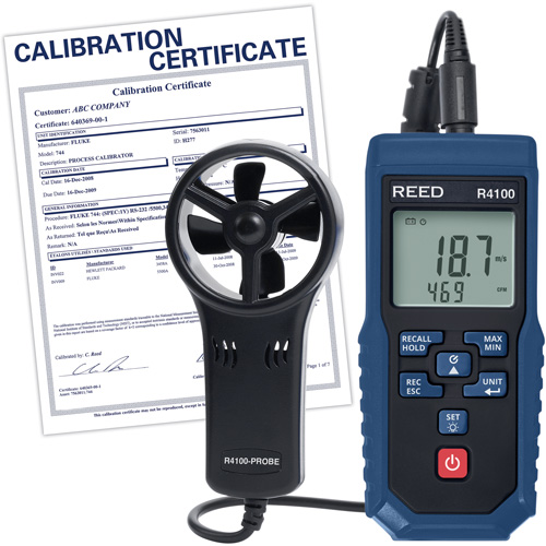 R4100 Vane Thermo-Anemometer with Air Volume with Calibration Certificate, Data Logging, 0.4 - 30 m/sec Air Velocity Range Seagulf Marine Industries Inc.