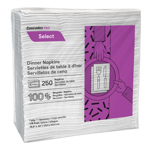 Pro Select 1/8 Fold Dinner Napkins, 1 Ply, 15.5" x 16" Seagulf Marine Industries Inc.