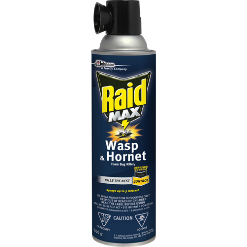 Raid&reg; Max&reg; Wasp & Hornet Foam Bug Killer, 500 g, Aerosol Can, Solvent Base Seagulf Marine Industries Inc.