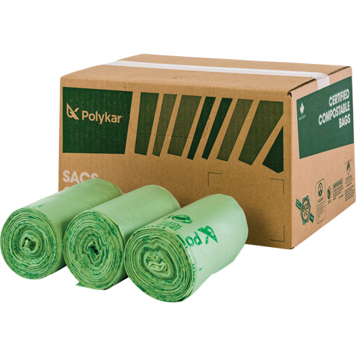 Certified Compostable Bags, Regular, 17" L x 17" W, Green, 10 L (3 Gal.) Capacity Seagulf Marine Industries Inc.