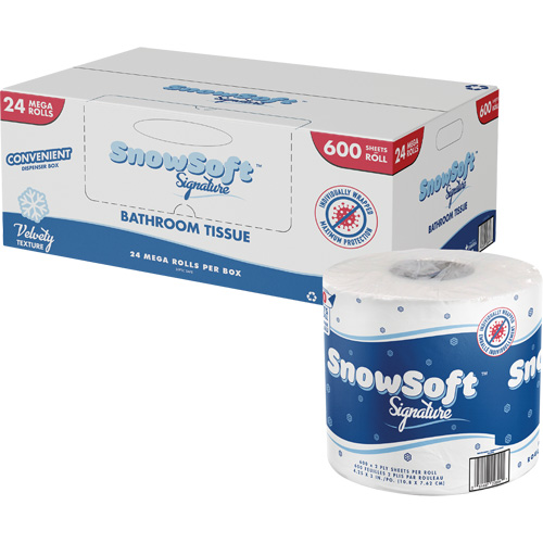 Papier hygi&eacute;nique de premi&egrave;re qualit&eacute; Snow Soft, 2 Pli, 600 Feuilles/Rouleu, Longueur 145', Blanc Seagulf Marine Industries Inc.