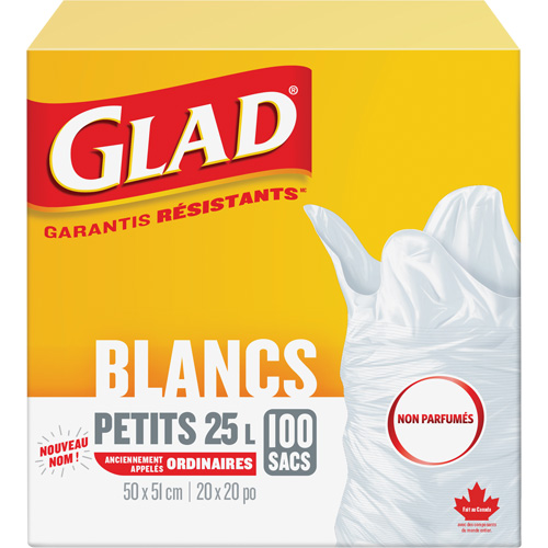 Petits sacs &agrave; ordures 25 L sans parfum, R&eacute;gulier, 20" la x 20" lo, Blanc Seagulf Marine Industries Inc.