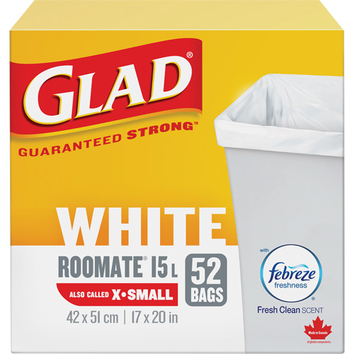 Tr&egrave;s petits sacs &agrave; ordures 15 L avec Febreze, R&eacute;gulier, 17" la x 20" lo, Blanc Seagulf Marine Industries Inc.
