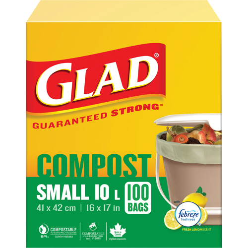 Small Compostable Bags, Regular, 17" L x 16" W, Brown, 10 L (3 Gal.) Capacity Seagulf Marine Industries Inc.
