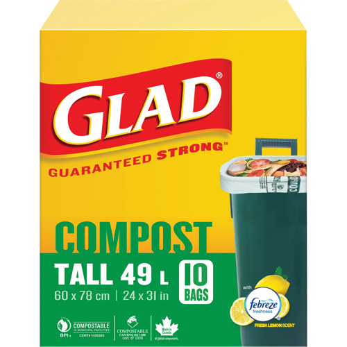 Tall Compostable Bags, Regular, 31" L x 24" W, Brown, 49 L (13 Gal.) Capacity Seagulf Marine Industries Inc.