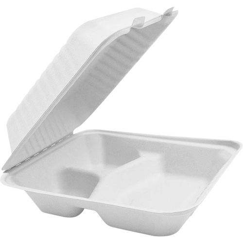 Compostable Hinged Food Containers with Compartments, Bagasse, Square Seagulf Marine Industries Inc.