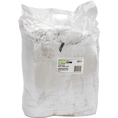 Chiffons fabriqu&eacute;s &agrave; partir de mat&eacute;riaux recycl&eacute;s, Coton, Blanc, 25 lb Seagulf Marine Industries Inc.